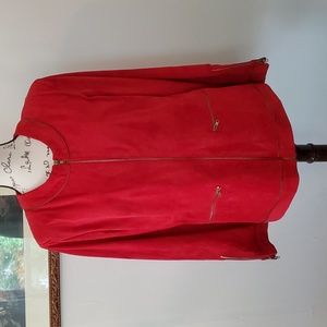 vintage red suede jacket with zipper